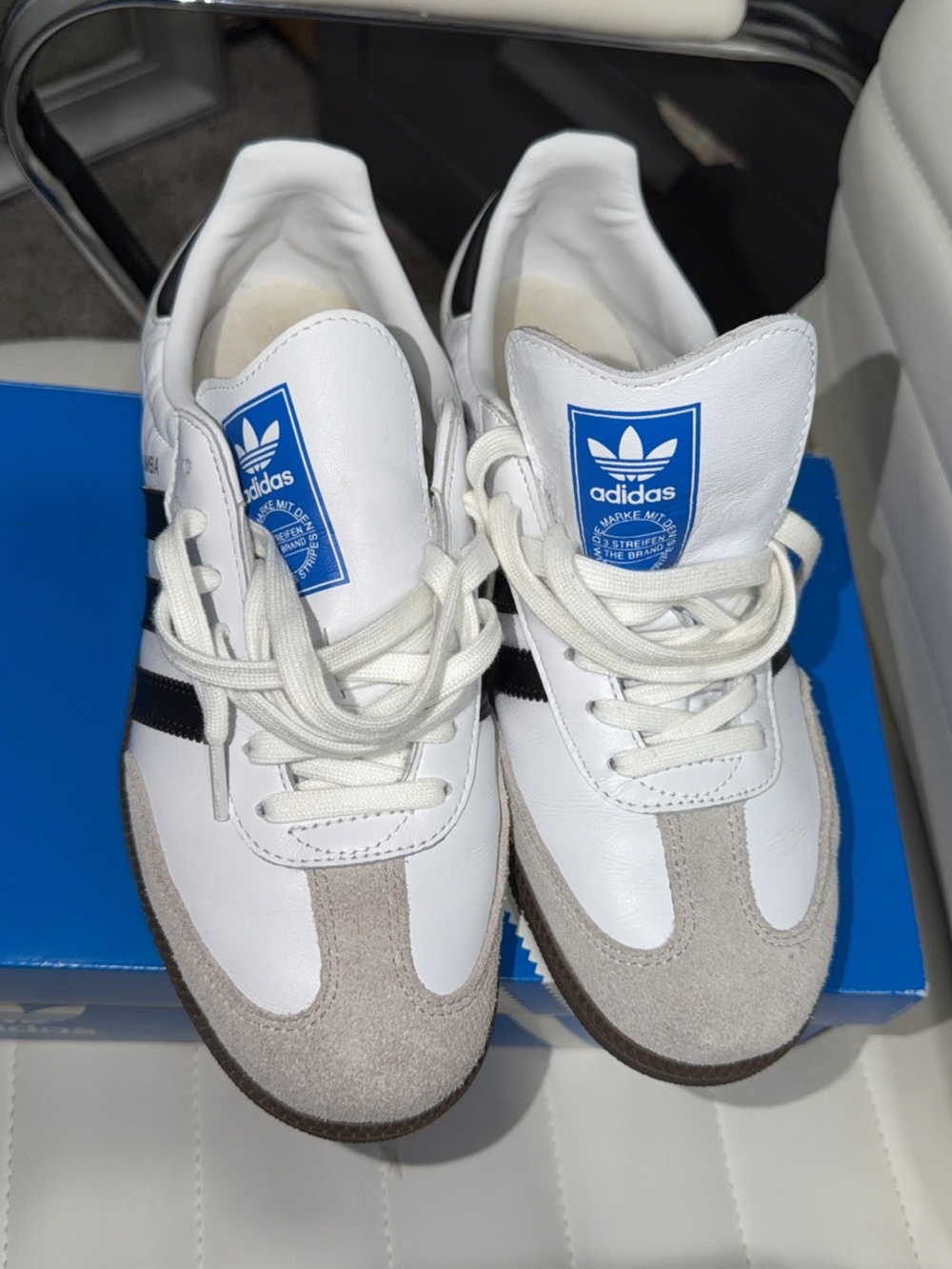 adidas White Black Samba Retro Trainers - Picture 4 of 7